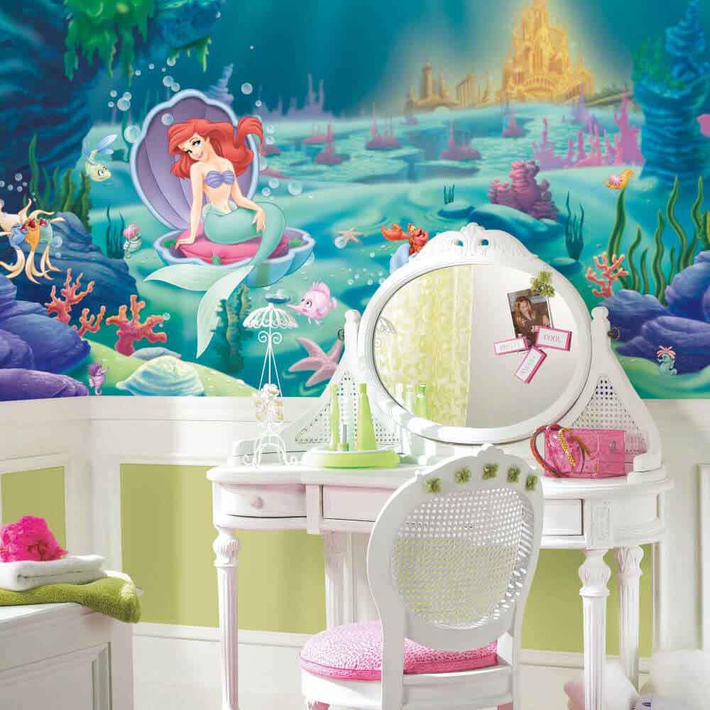 Little Mermaid Pre-pasted Wall Mural Installed | Wallhogs