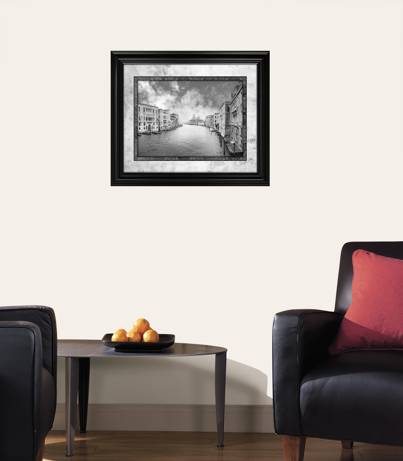 Grayscale Venice Framed Art Installed in Living Room