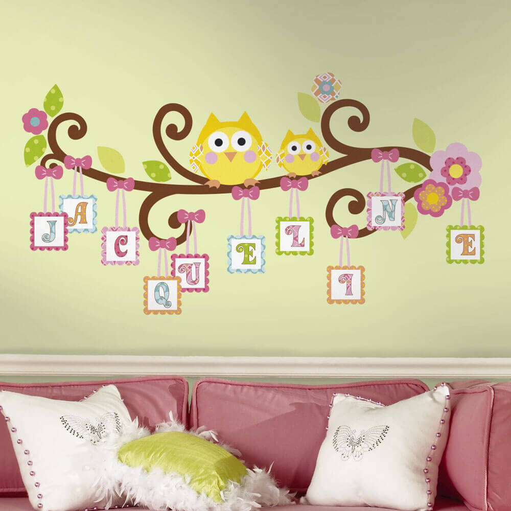 Giant Scroll Tree Letter Wall Decals Installed | Wallhogs
