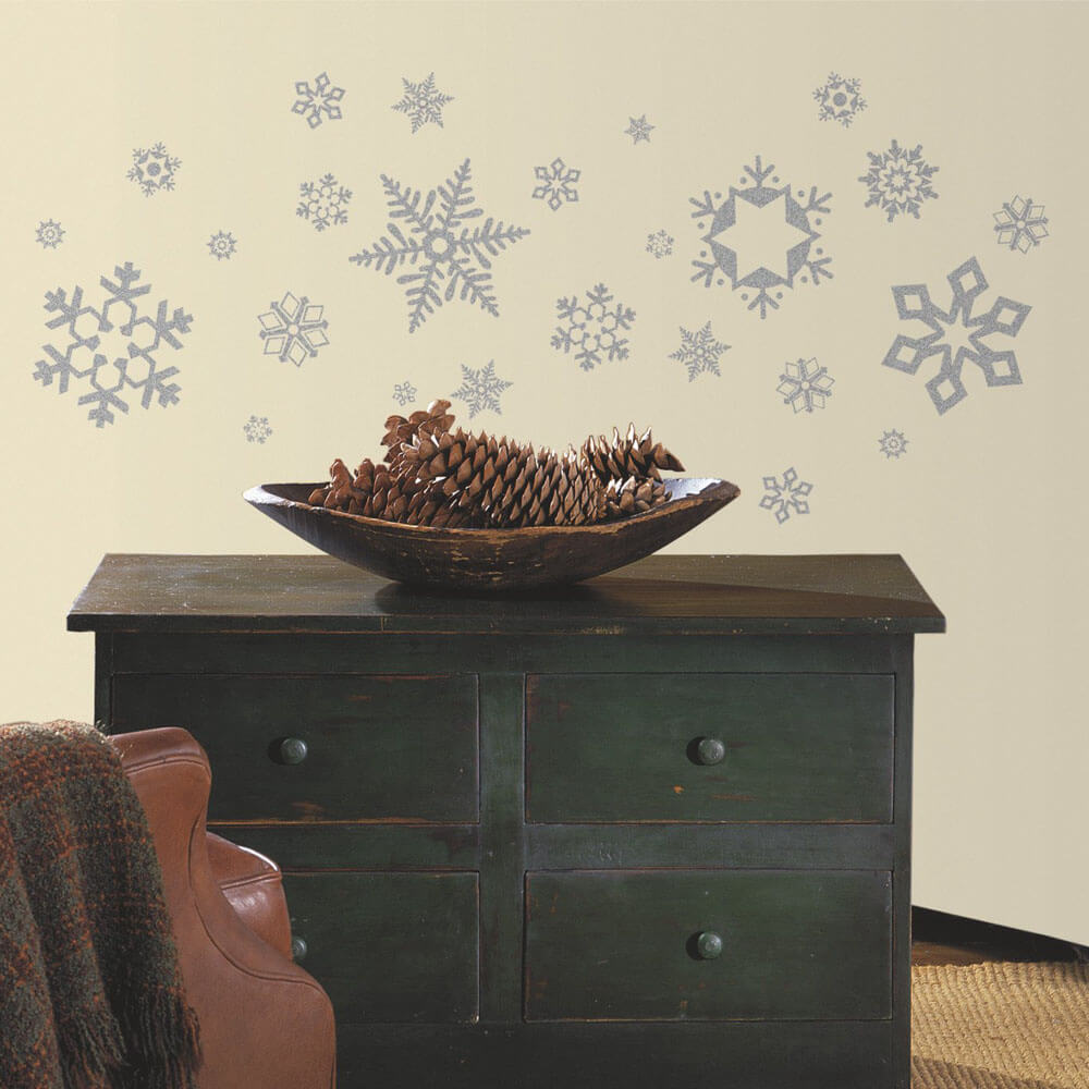 Glitter Snowflakes Wall Decals Installed | Wallhogs