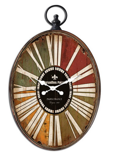 Oval Multi-Color Wall Clock w/Ring Accent 17