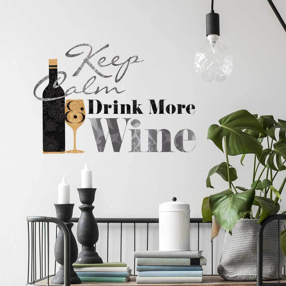 Keep Calm Wine Wall Decal Installed | Wallhogs
