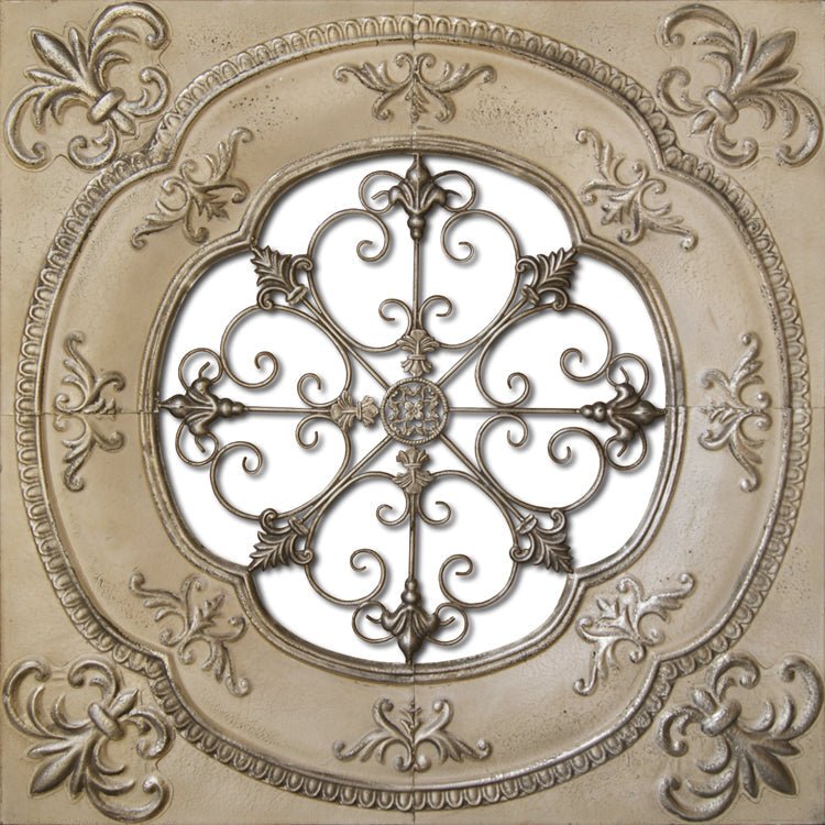 Cutout Center Beige Metal Wall Tile 36