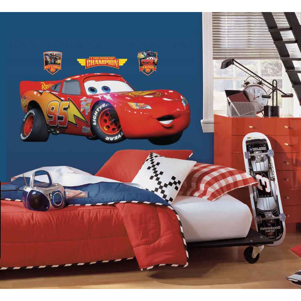 Lightning McQueen Wall Decal Installed | Wallhogs