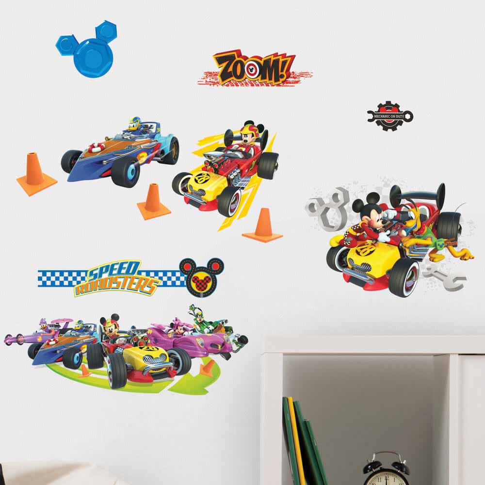 Mickey Mouse Roadster Racers Wall Decals Installed