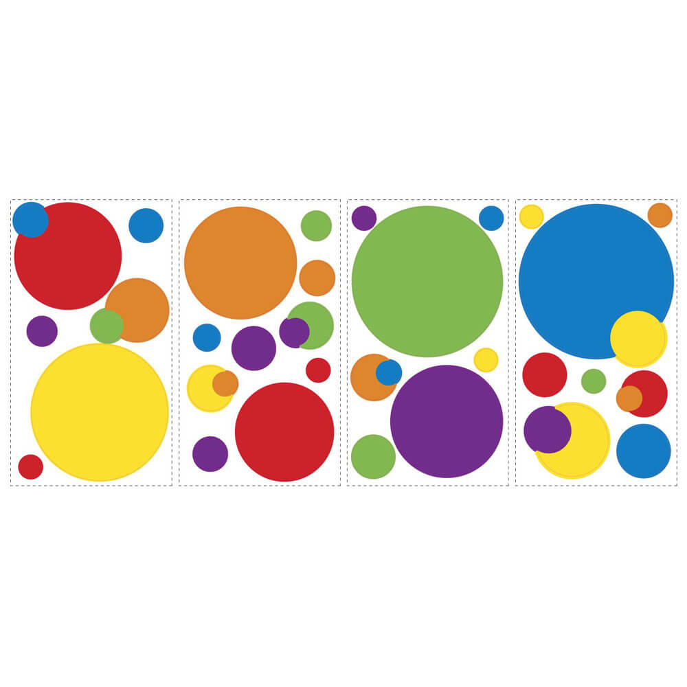 Primary Color Dots Wall Decals Printed Sheet