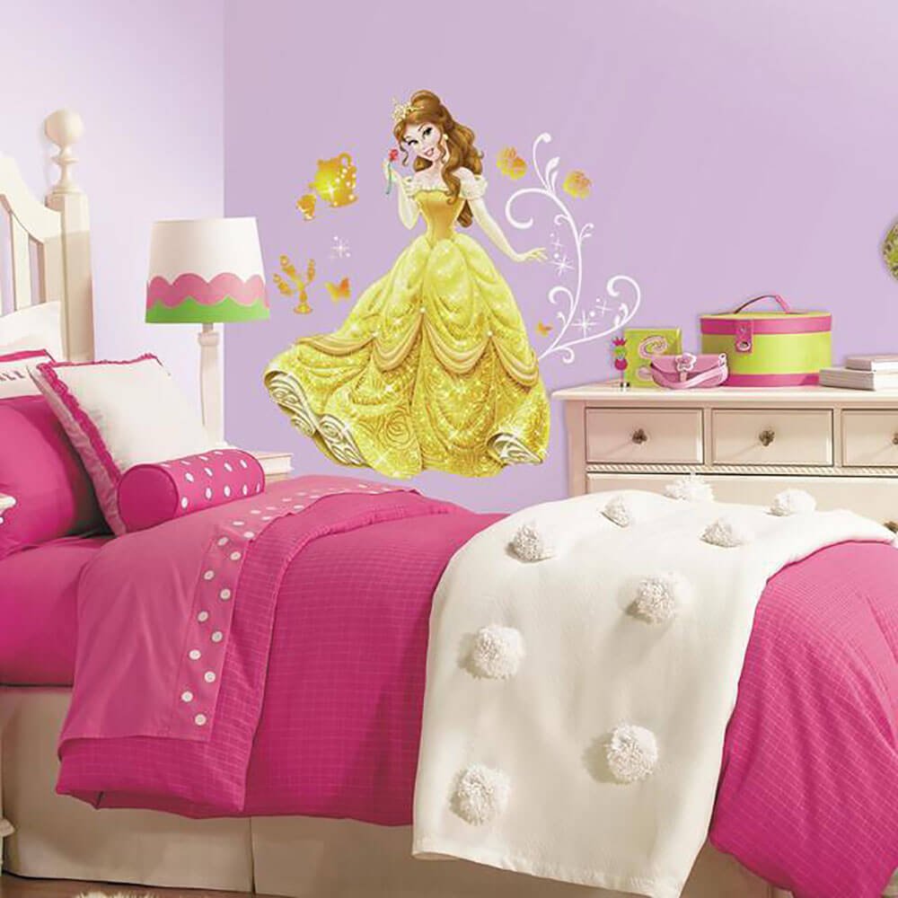 Belle Giant Wall Decal w/Glitter Installed | Wallhogs