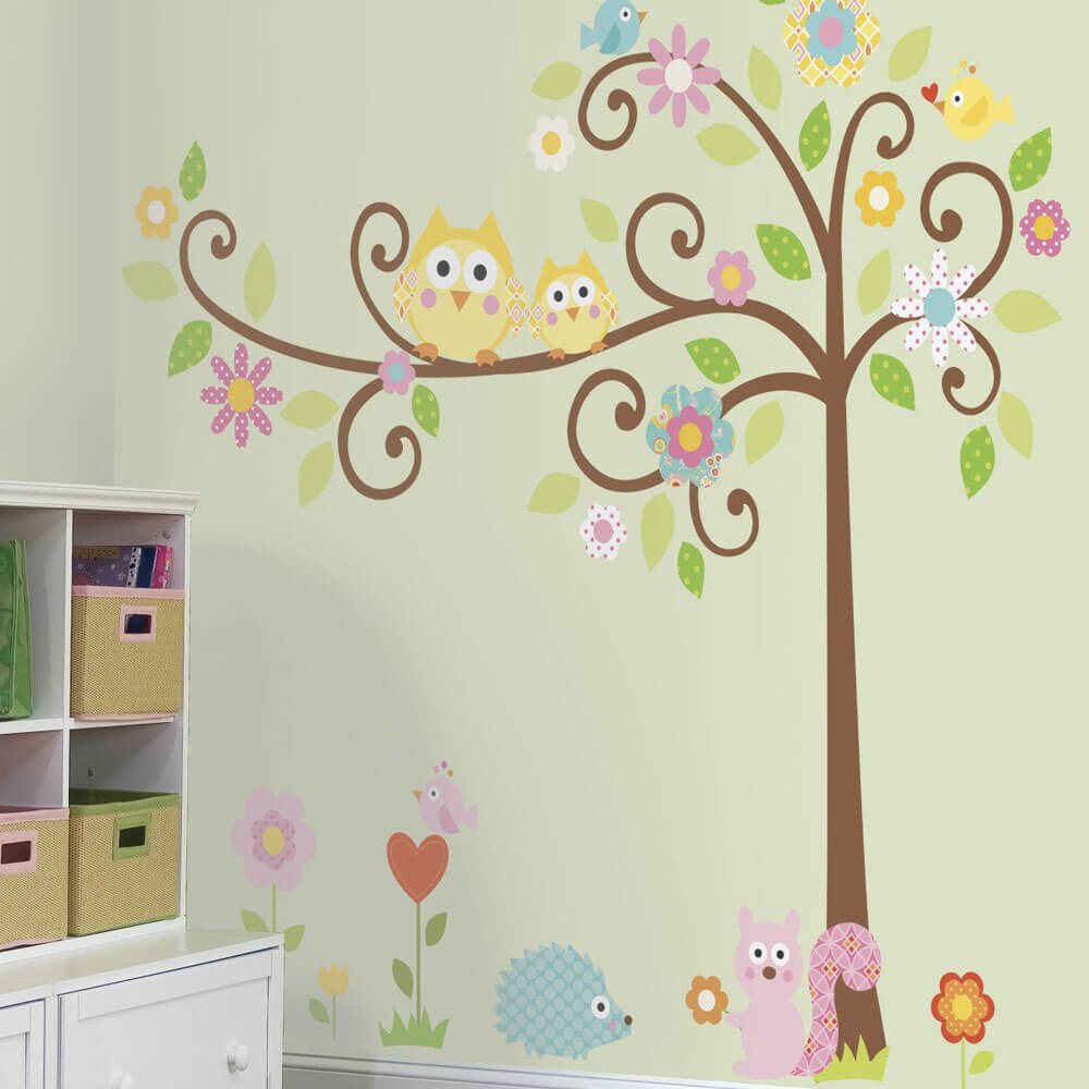 Scroll Tree Wall Decals Installed | Wallhogs