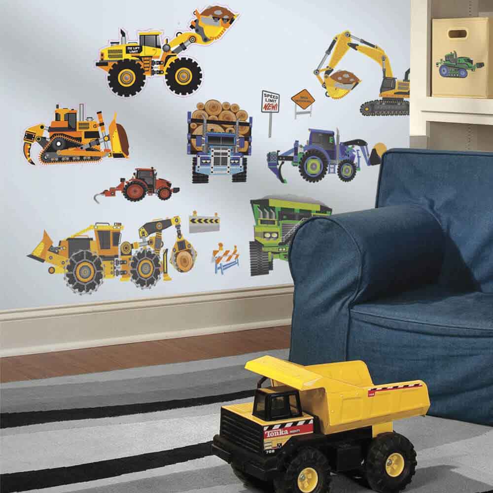 Speed Limit Construction Vehicle Wall Decals Installed