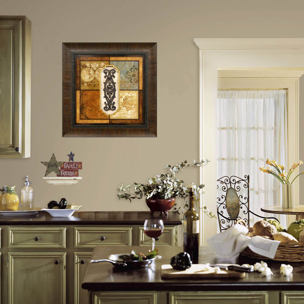 Artifact Globe Framed Art Installed in a Kitchen