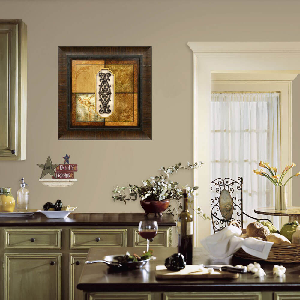 Artifact Map Framed Art Installed in a Kitchen