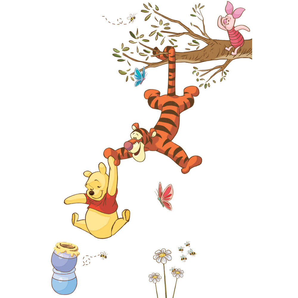 Pooh Swinging for Honey Wall Decal Assembled