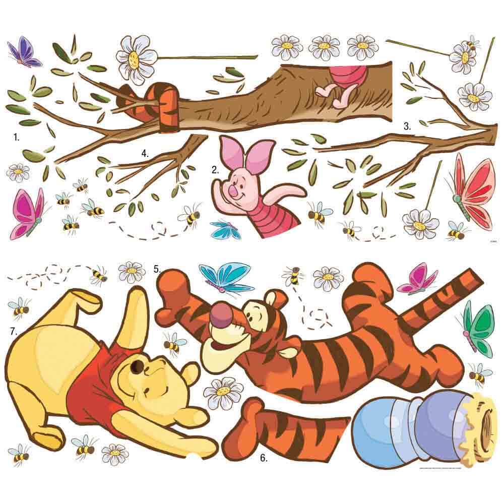 Pooh Swinging for Honey Wall Decal Printed