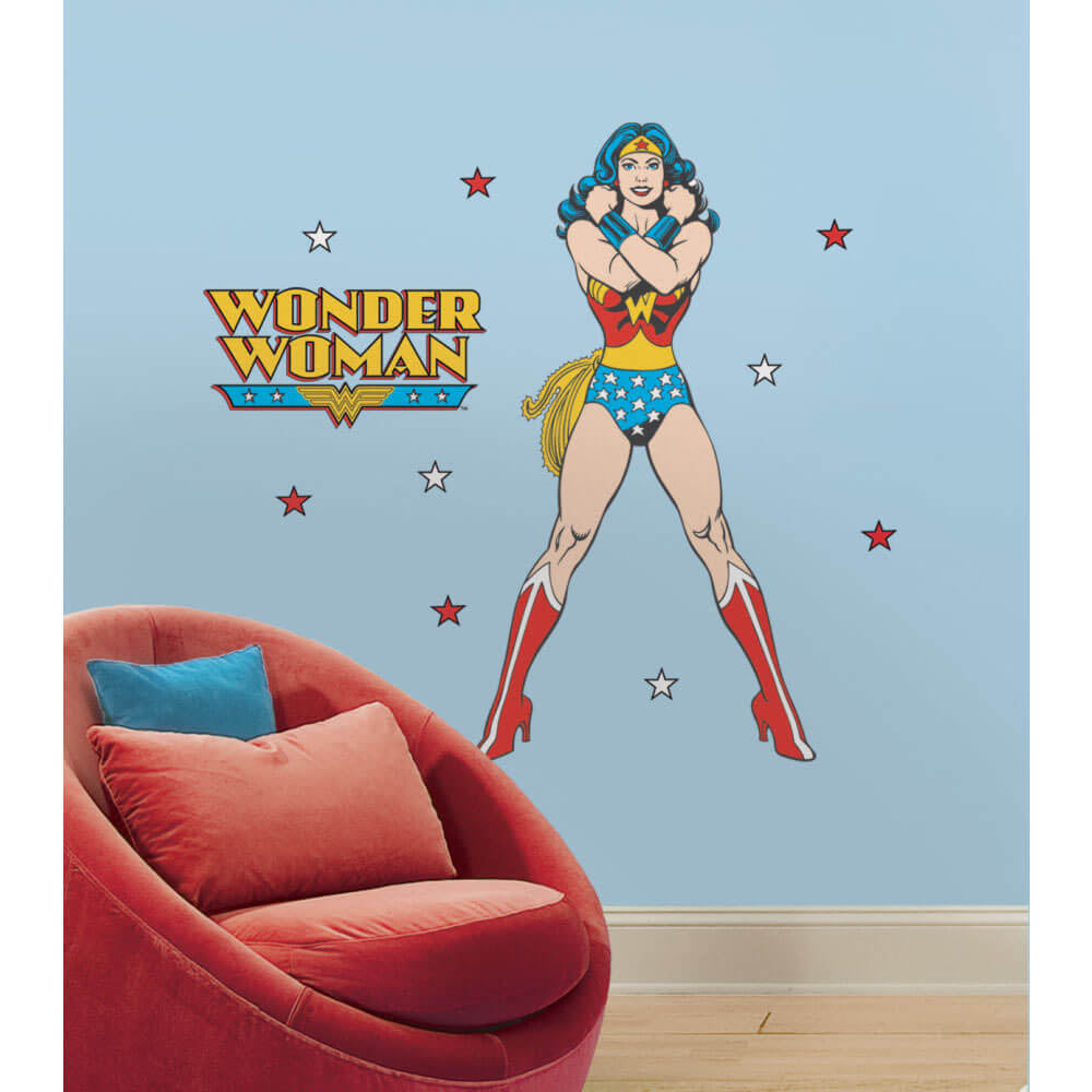 Wonder Woman Wall Decal Installed | Wallhogs