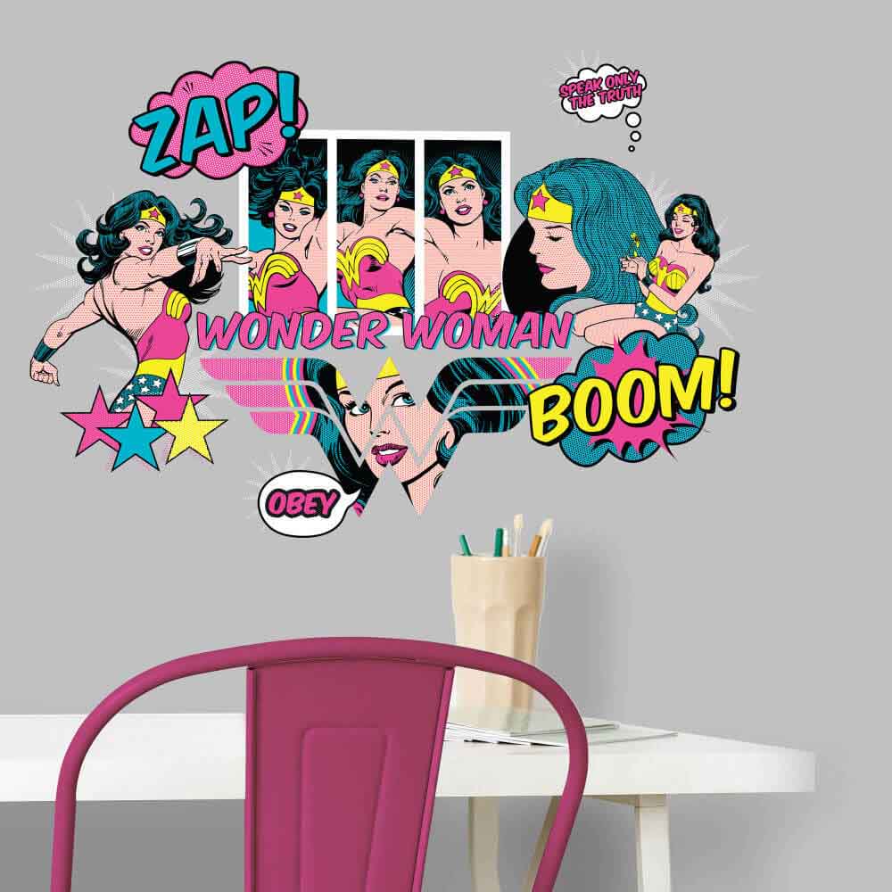 Wonder Woman Pop Art Wall Decals Installed