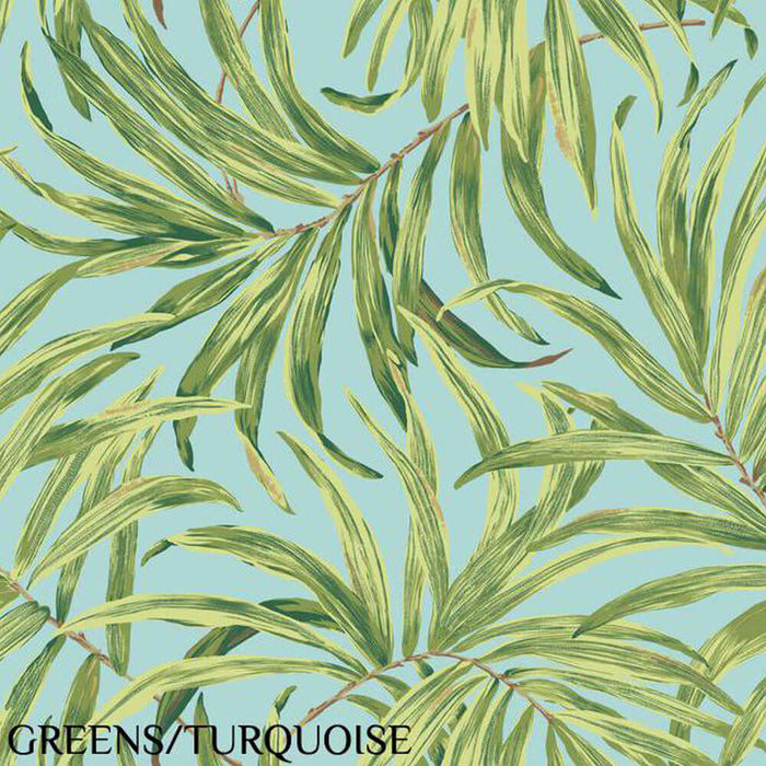 Ashford House Green & Turquoise Bali Leaves Wallpaper