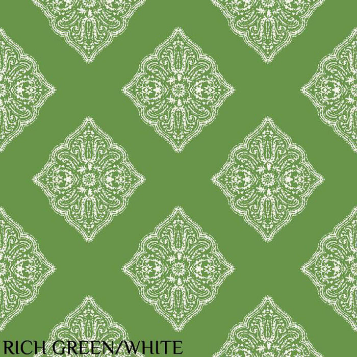 Ashford House Rich Green & White Henna Tile Wallpaper