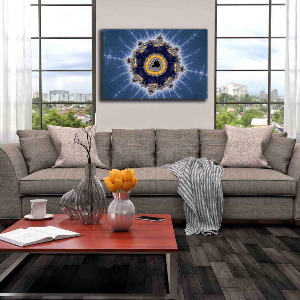 Golden Mandelbrot Fractal Art Canvas Print Installed | Wallhogs