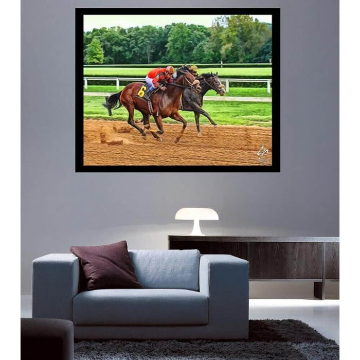 Neck to Neck Horse Race Wall Decal Installed | Wallhogs