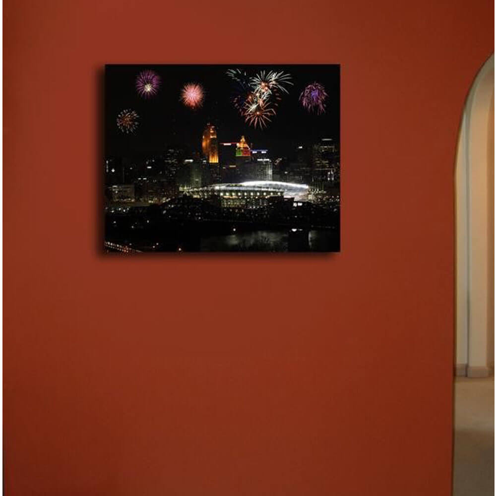 Paul Brown Stadium w/Fireworks Canvas Print Installed