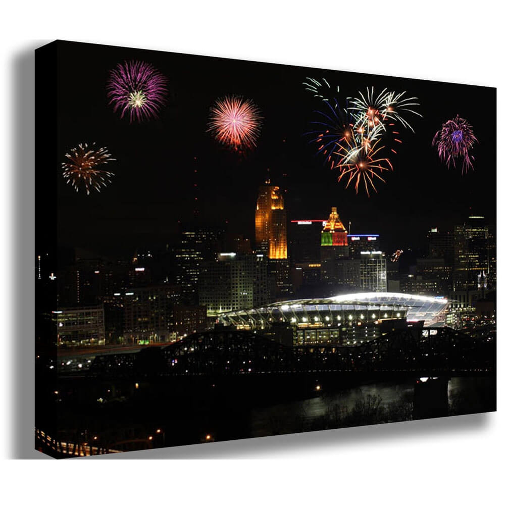 Paul Brown Stadium w/Fireworks Canvas Printed