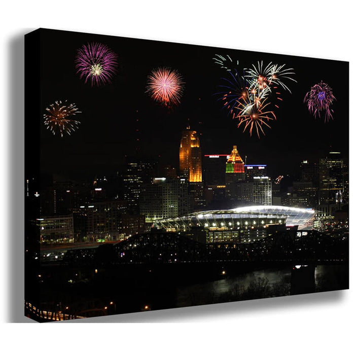 Paul Brown Stadium w/Fireworks Canvas Printed