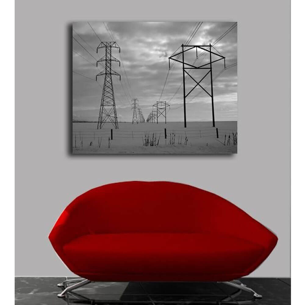 Power Lines Canvas Print Installed | Wallhogs