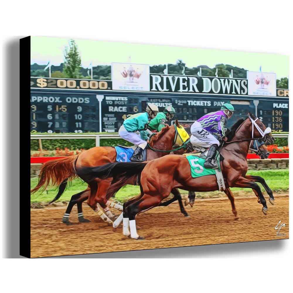 River Downs Horse Race Canvas Printed | Wallhogs