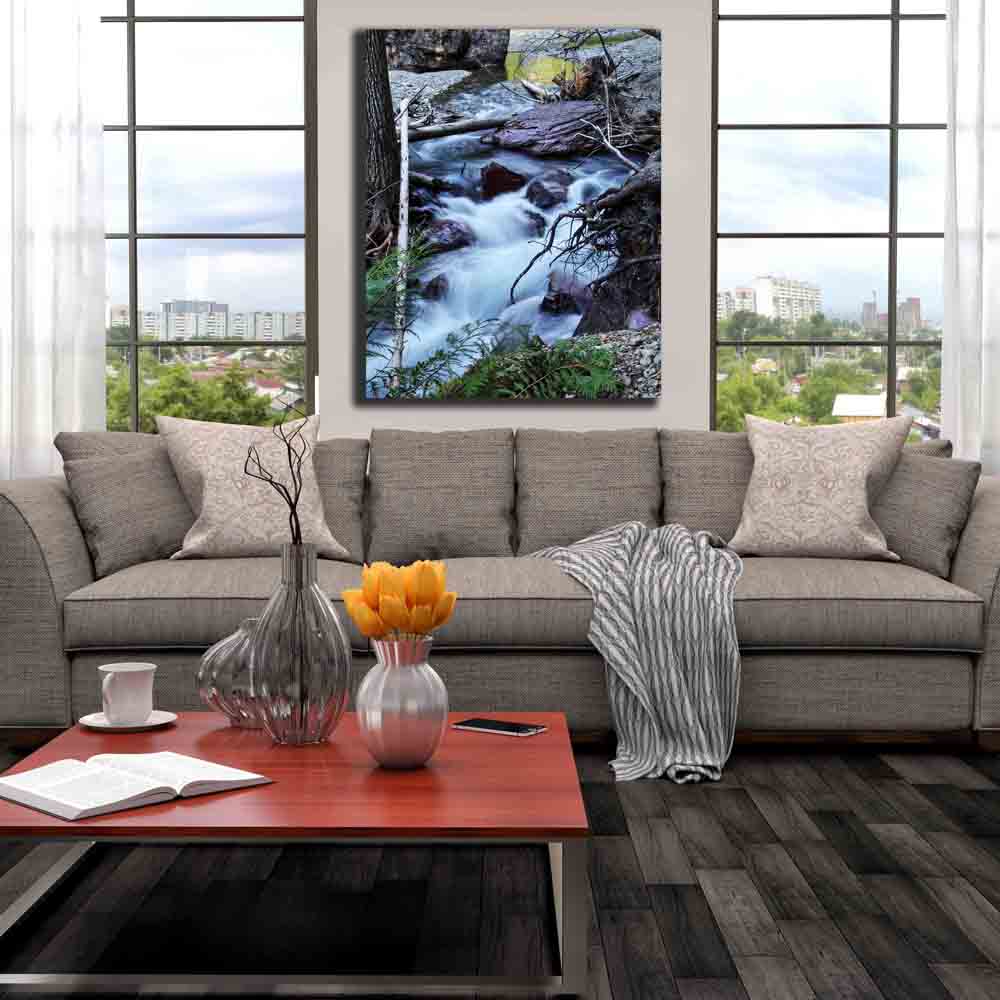 Fast Stream Canvas Print Installed | Wallhogs