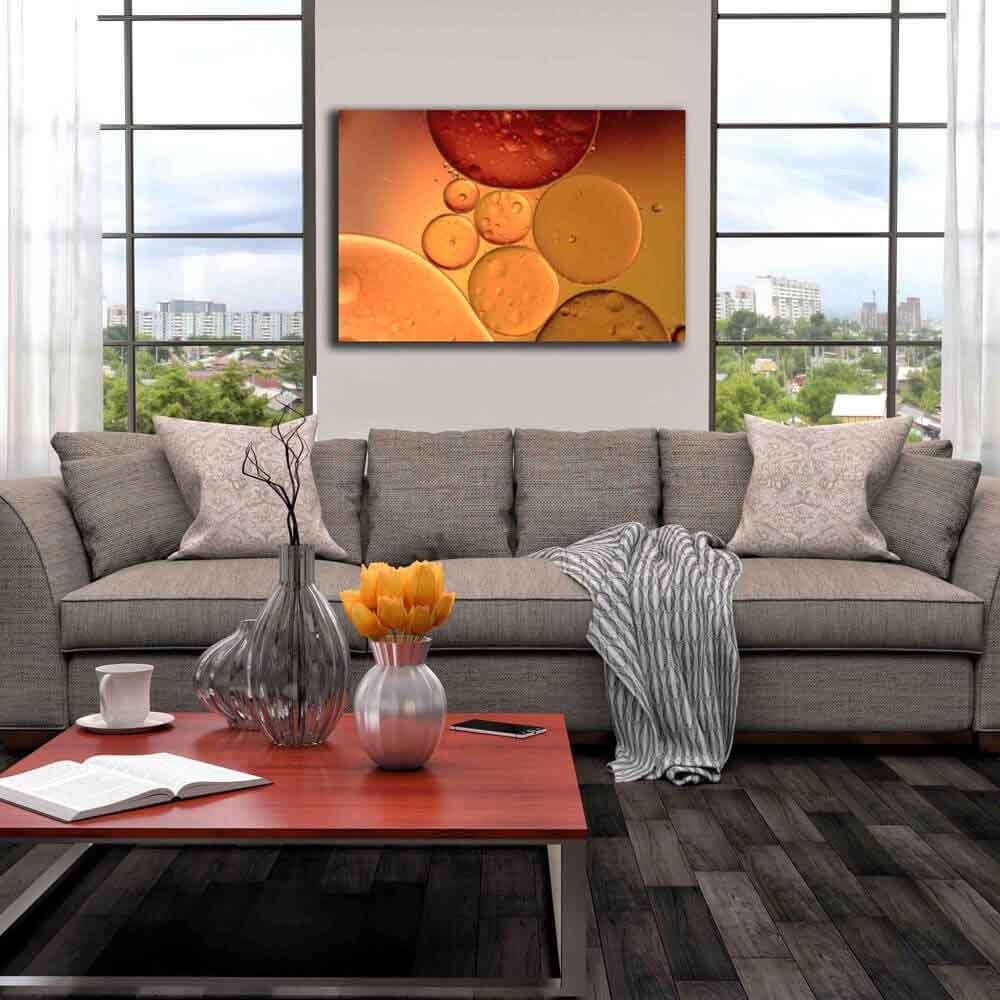 Gold Oil & Water Canvas Print Installed | Wallhogs