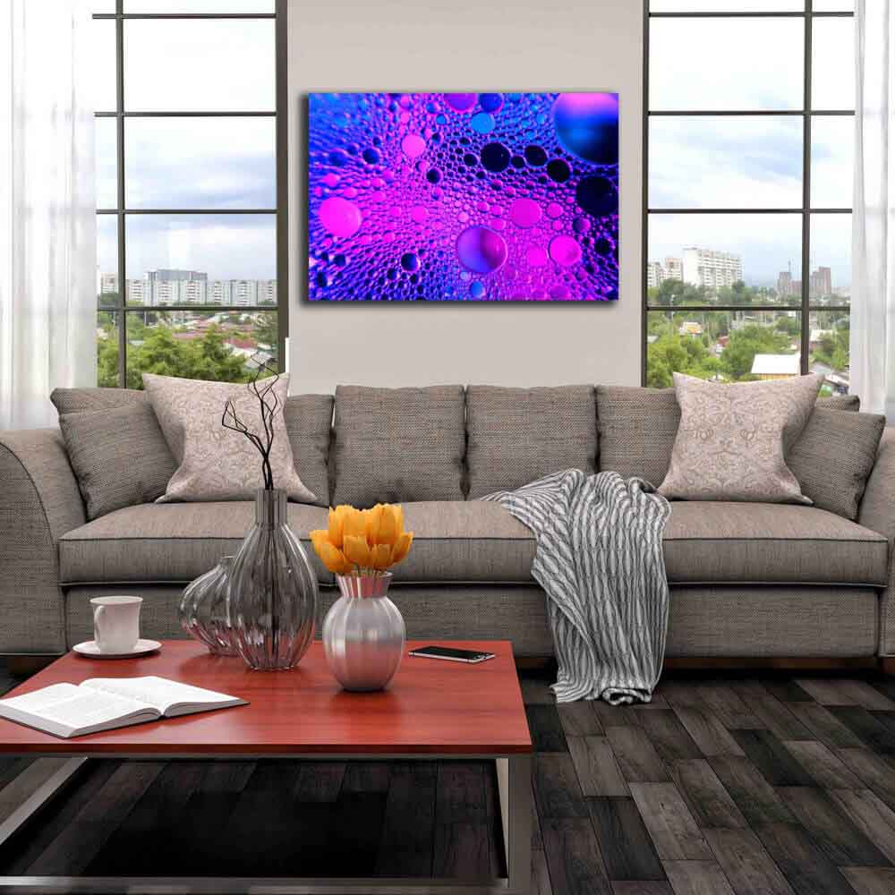 Pink Oil & Water Canvas Print Installed | Wallhogs