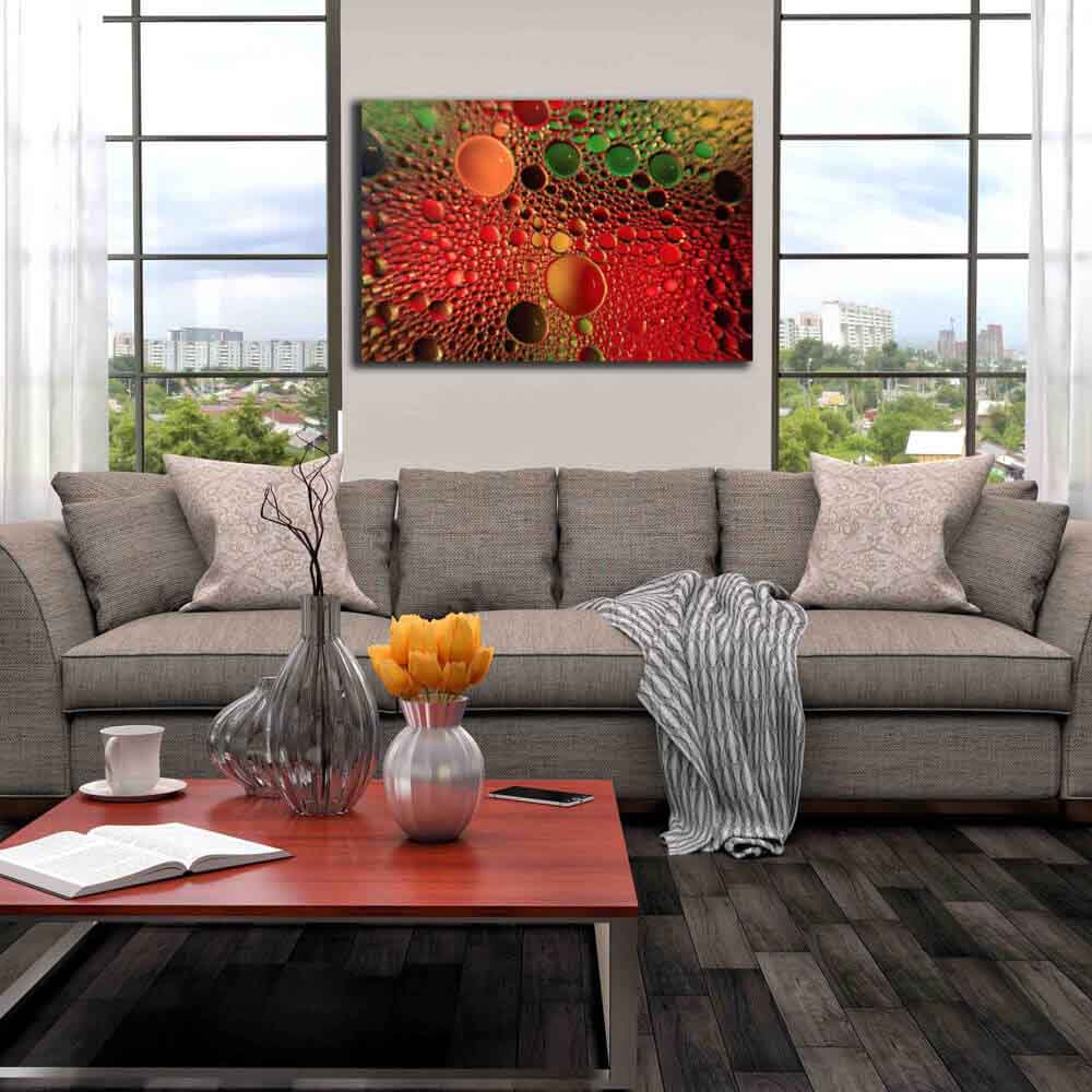 Red Oil & Water Canvas Print Installed | Wallhogs
