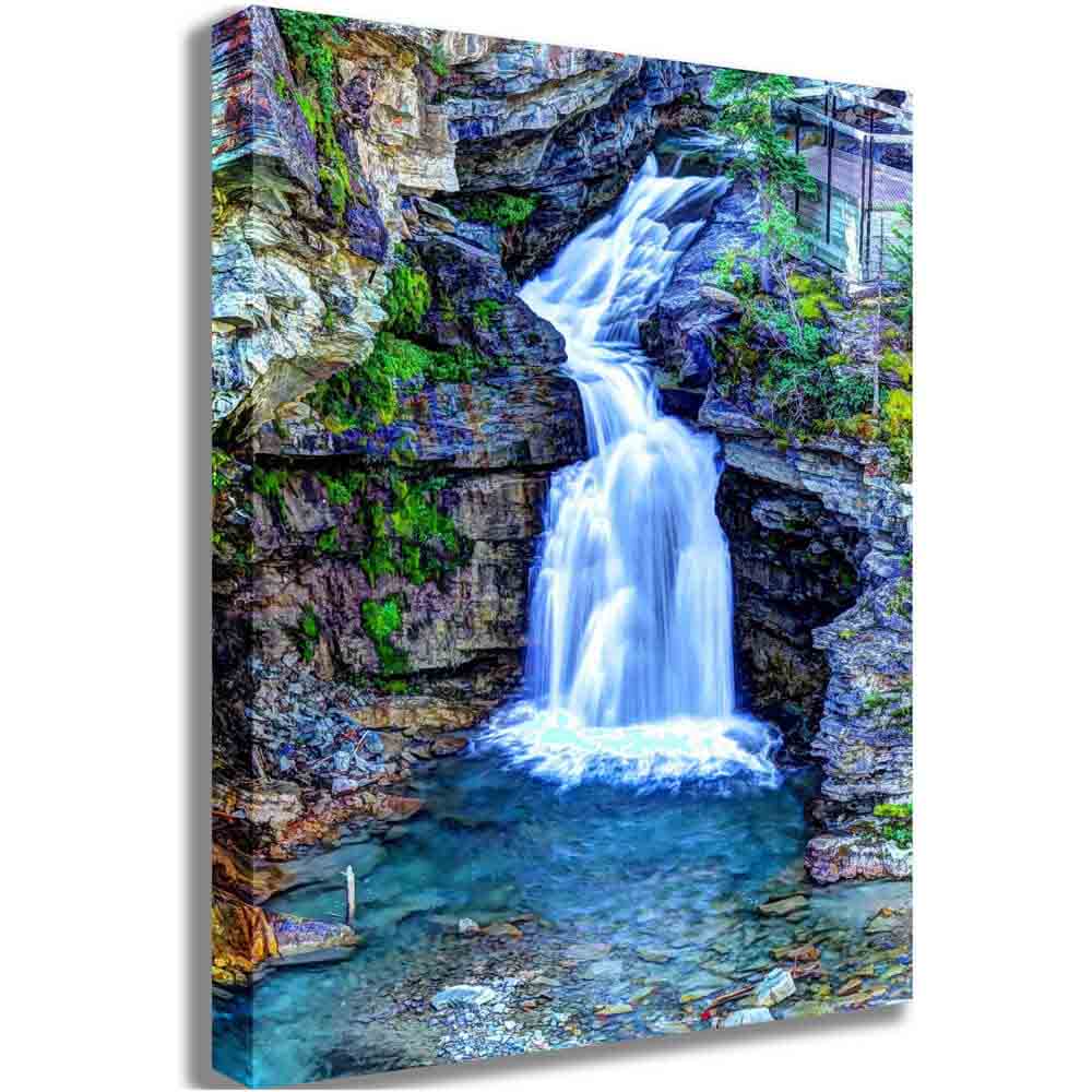 Painterly Waterfall Colored Canvas Printed | Wallhogs