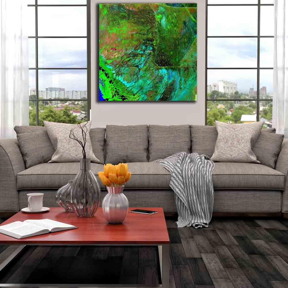Everglades Satellite Image Canvas Print Installed | Walhogs