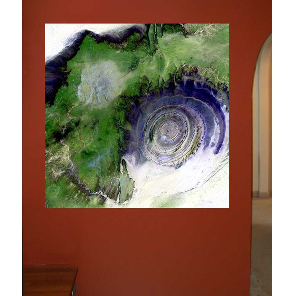 Richat Structure Satellite Image Wall Decal Installed