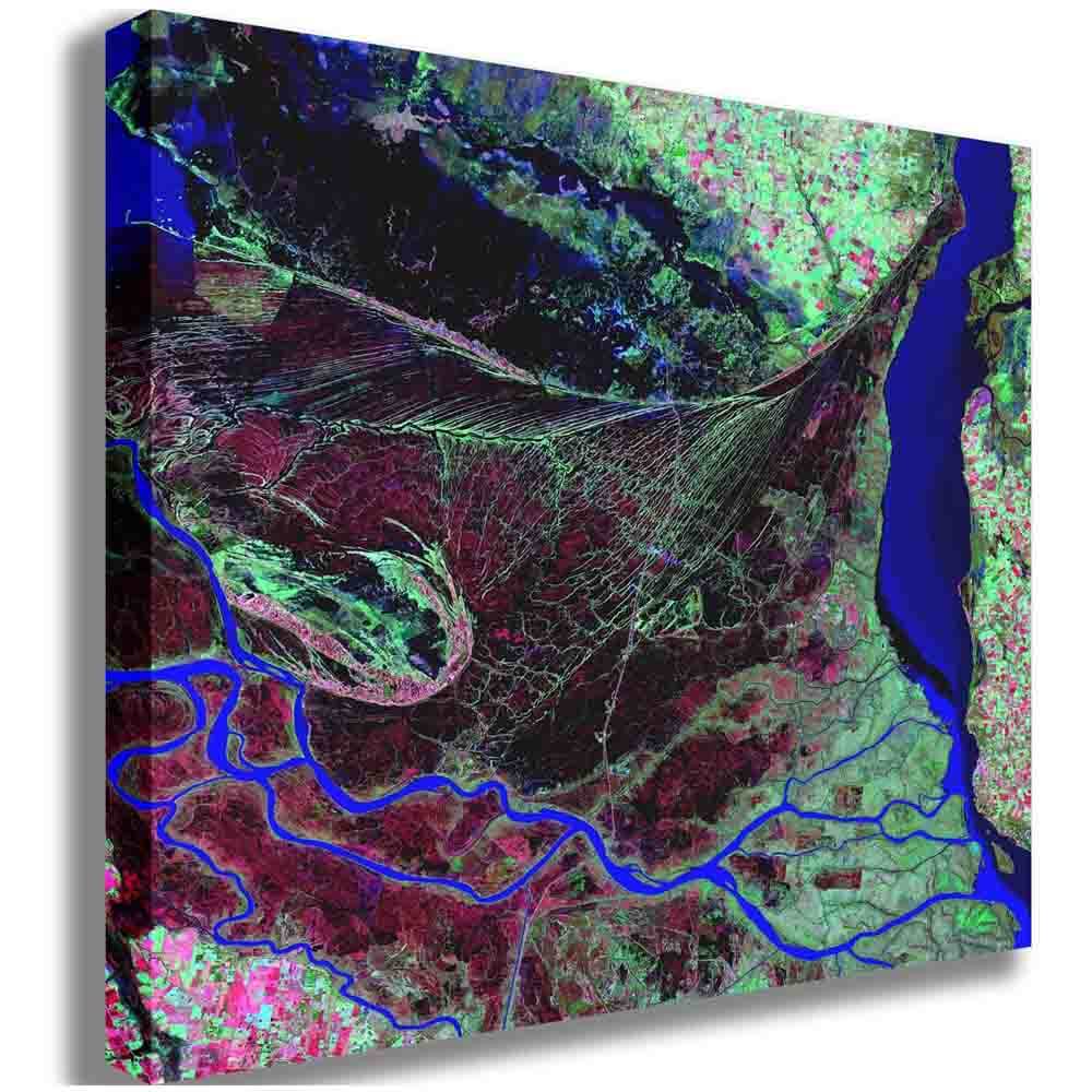 Parana River Delta Satellite Image Canvas Printed