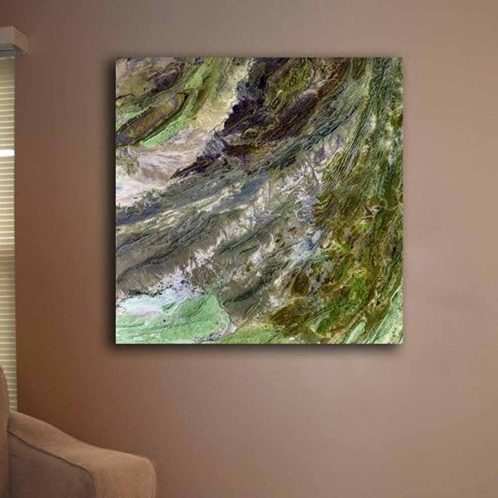 Sulaiman Mountains Satellite Image Canvas Print Installed