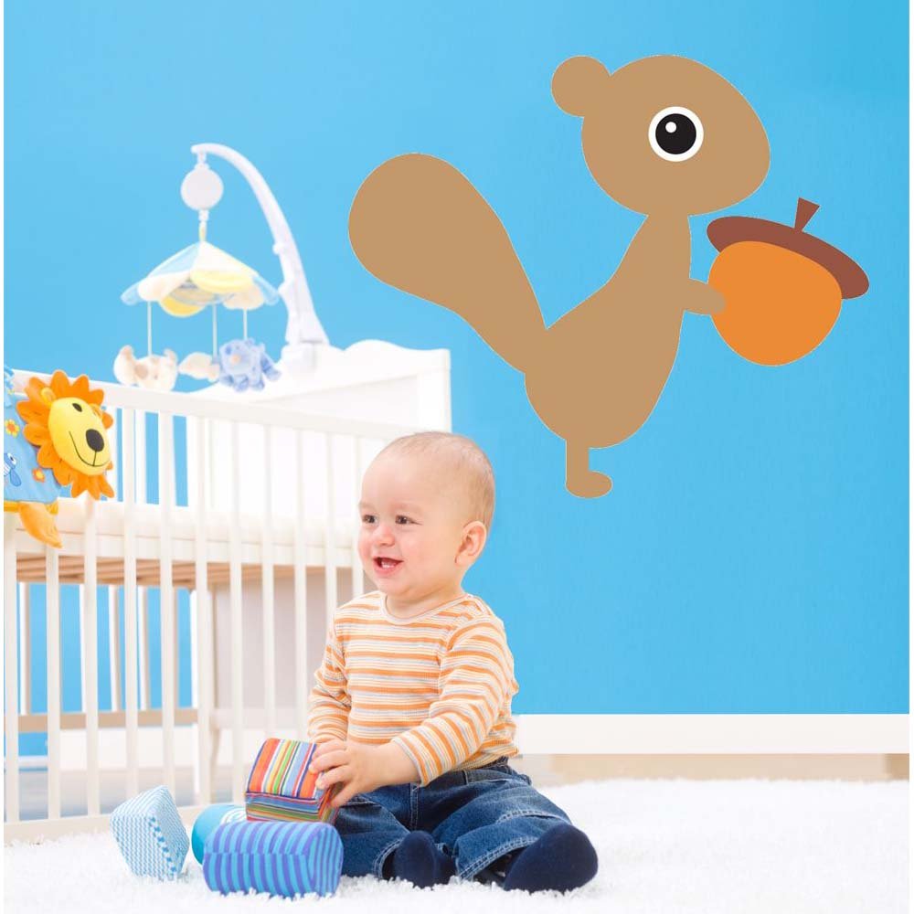 Squirrel with Chestnut Wall Decal Installed | Wallhogs