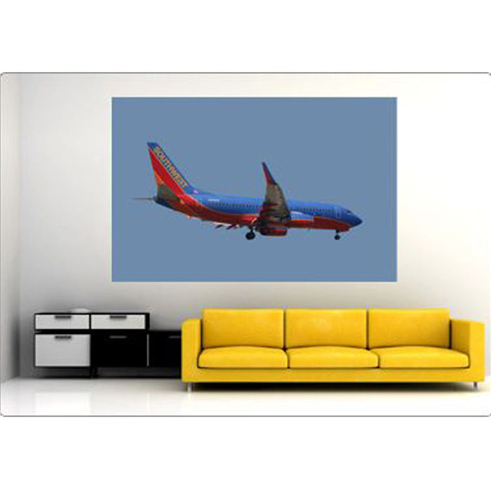 Southwest 737 Landing in Blue Sky Wall Decal Installed