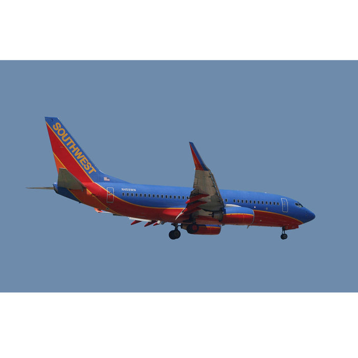 Southwest 737 Landing in Blue Sky Gloss Poster Printed
