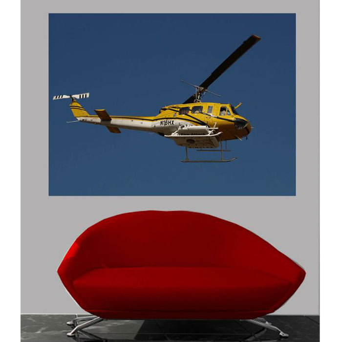 Fire Attack Helicopter in Blue Sky Wall Decal Installed