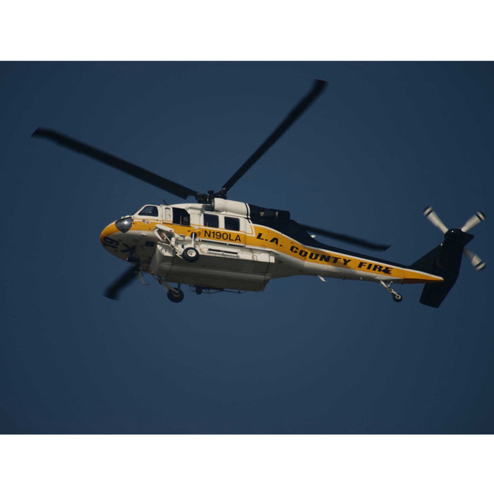 LACoFD Fire Copter in Blue Sky Gloss Poster Printed