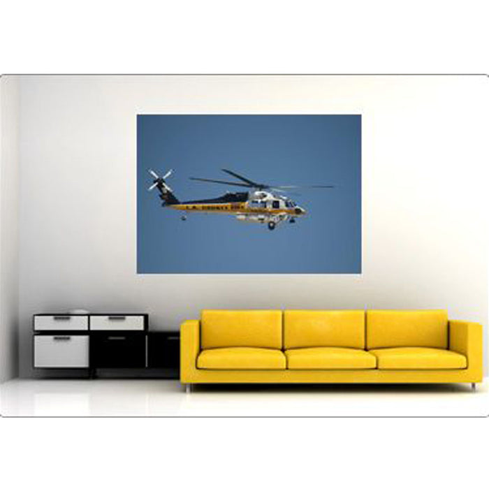 LACoFD Rescue Copter in Blue Sky Gloss Poster Installed
