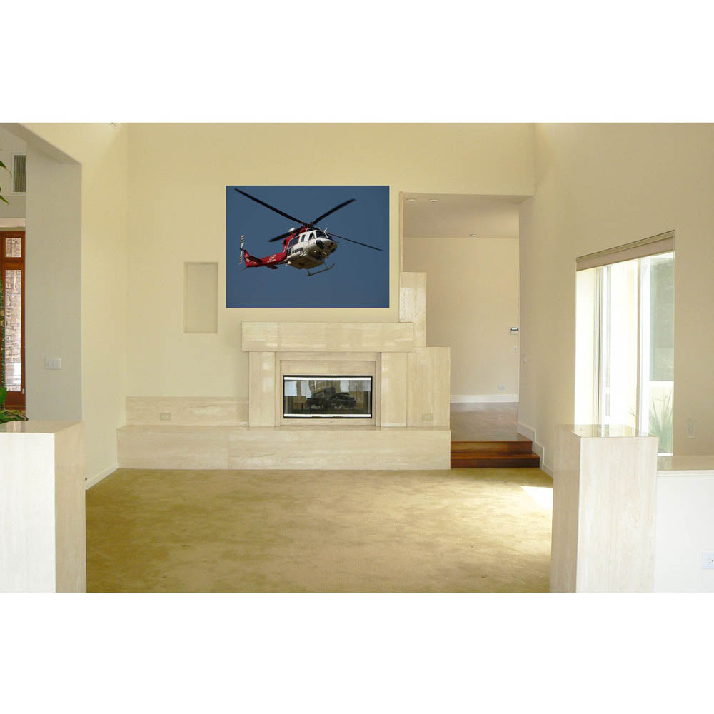 LAFD Fire in Blue Sky Helicopter Wall Decal Installed