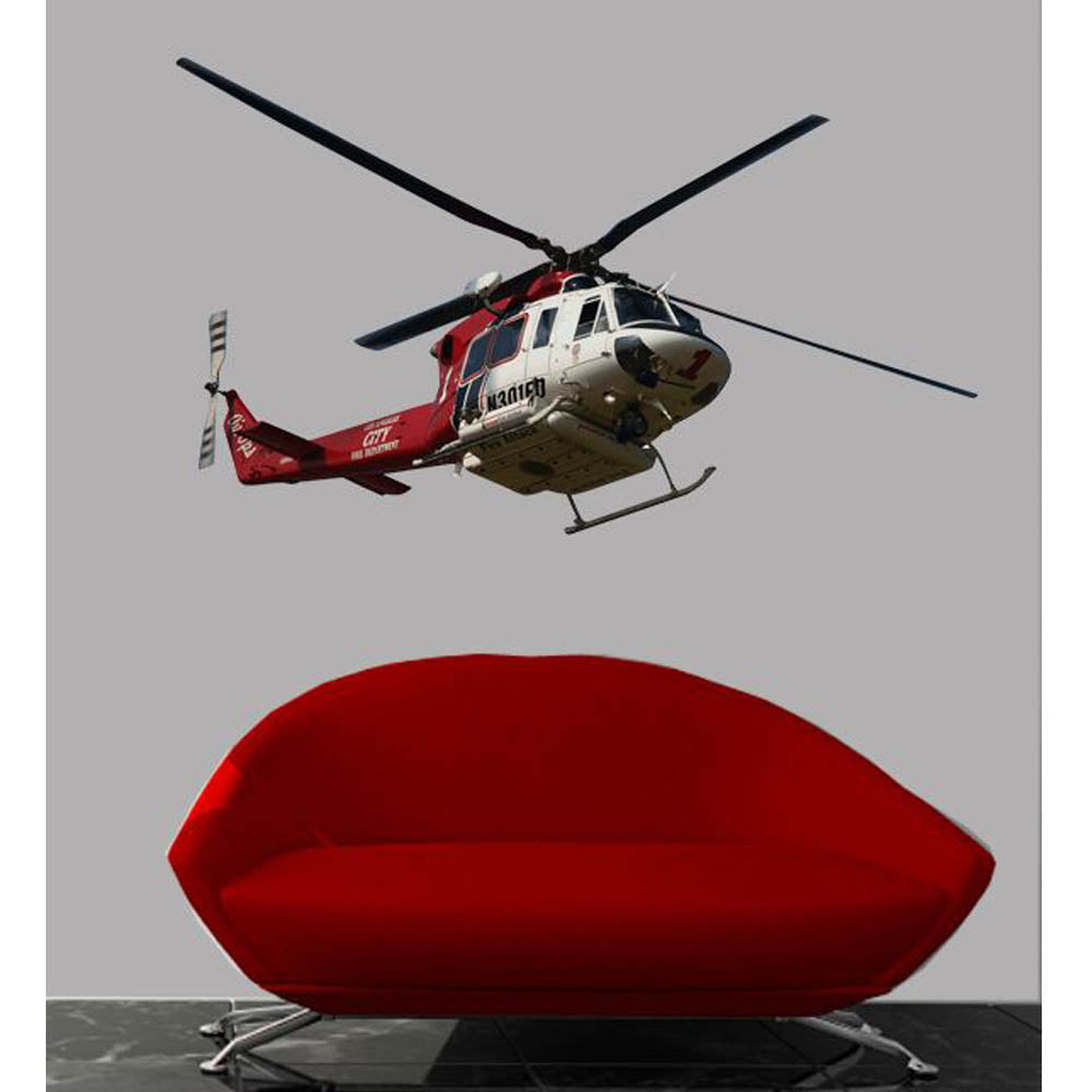 LAFD Fire Helicopter Wall Decal Installed | Wallhogs