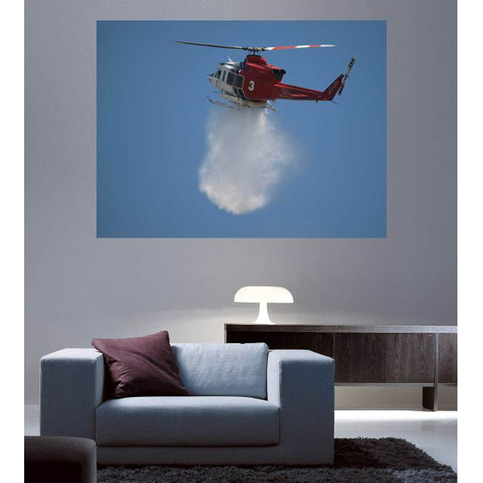 LAFD Fire Water Drop Helicopter Wall Decal Installed