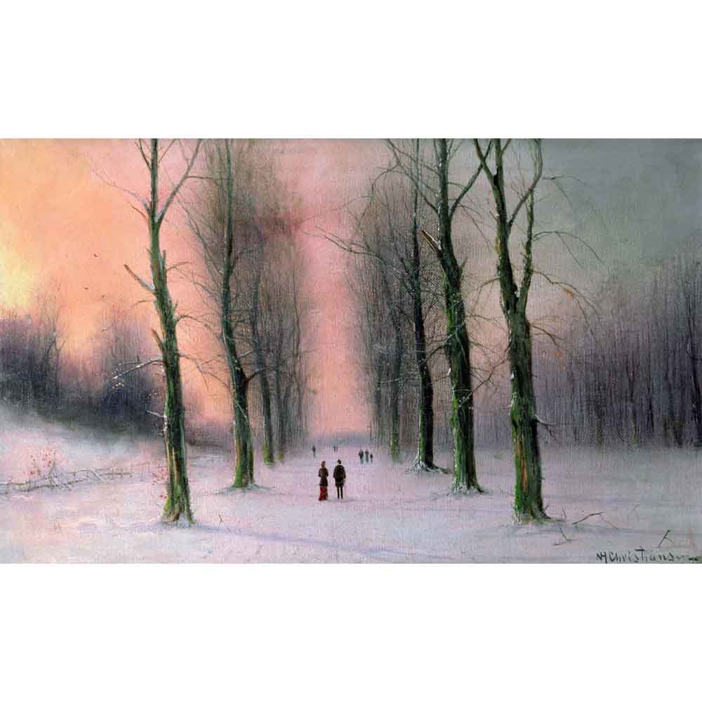 Snow Scene in Wanstead Park Gloss Poster Printed
