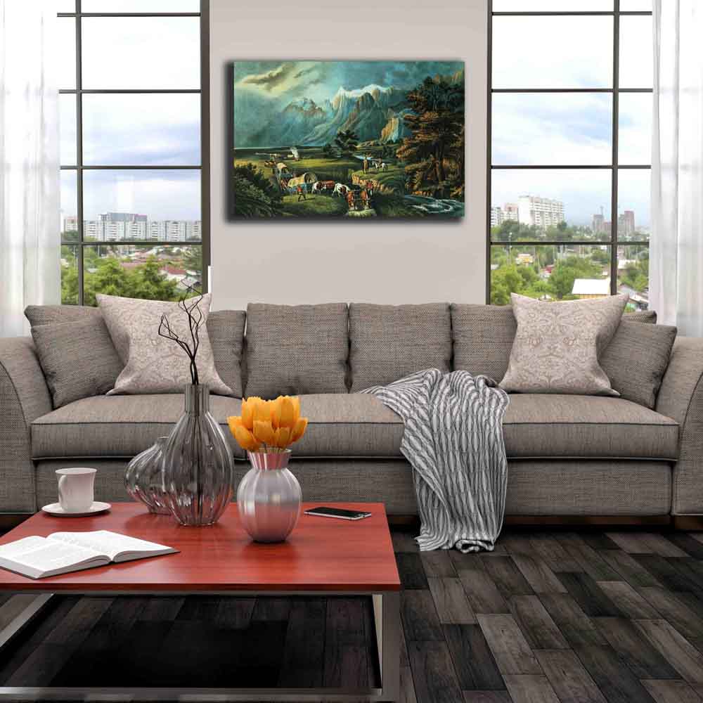 Emigrants Crossing the Plains Canvas Print Installed