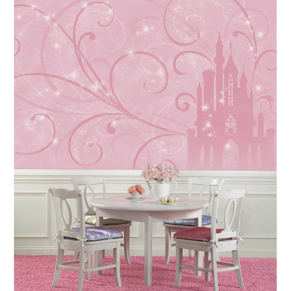 Disney Princess Scroll Castle Wall Mural Installed
