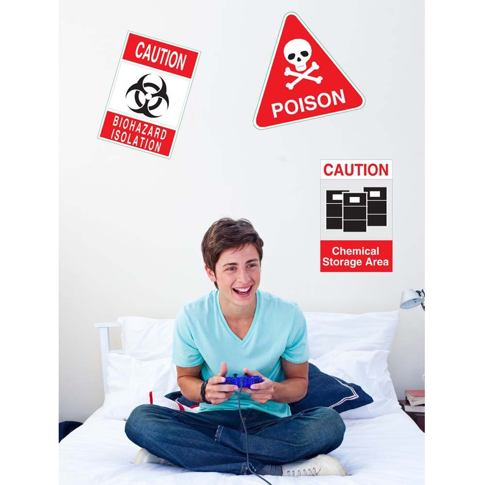 Hazard Signs Wall Decals Installed | Wallhogs